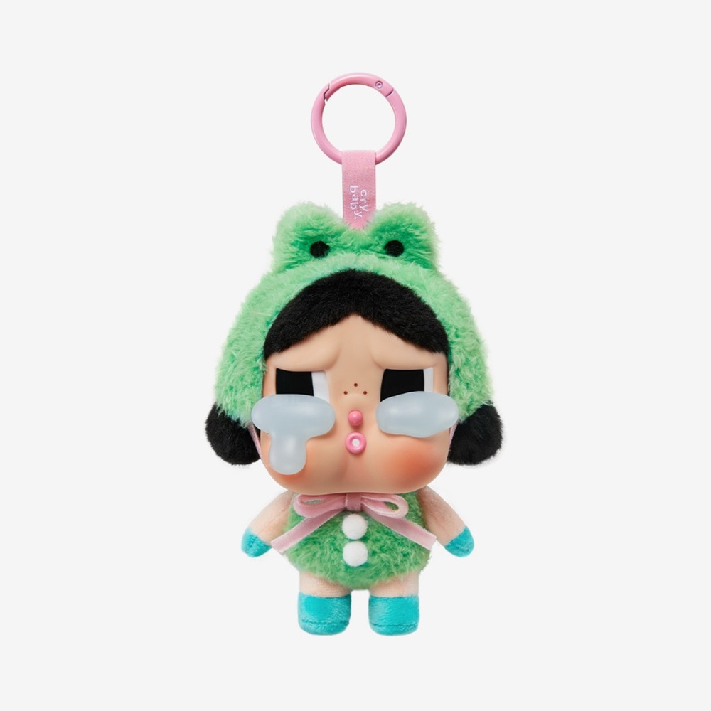 Pop Mart Crybaby Crying again Series vinyl face plush pendant what a frog bag